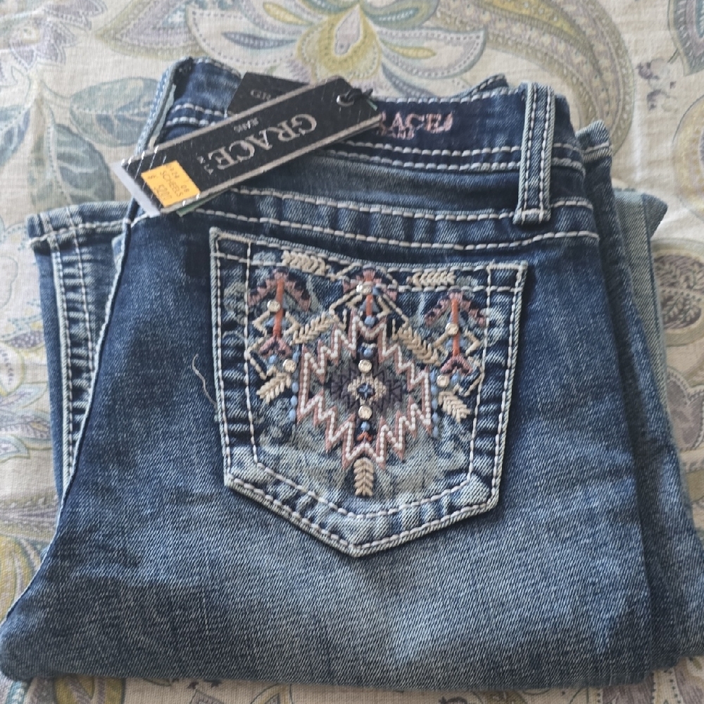 Grace Denim with Embroidered Pocket